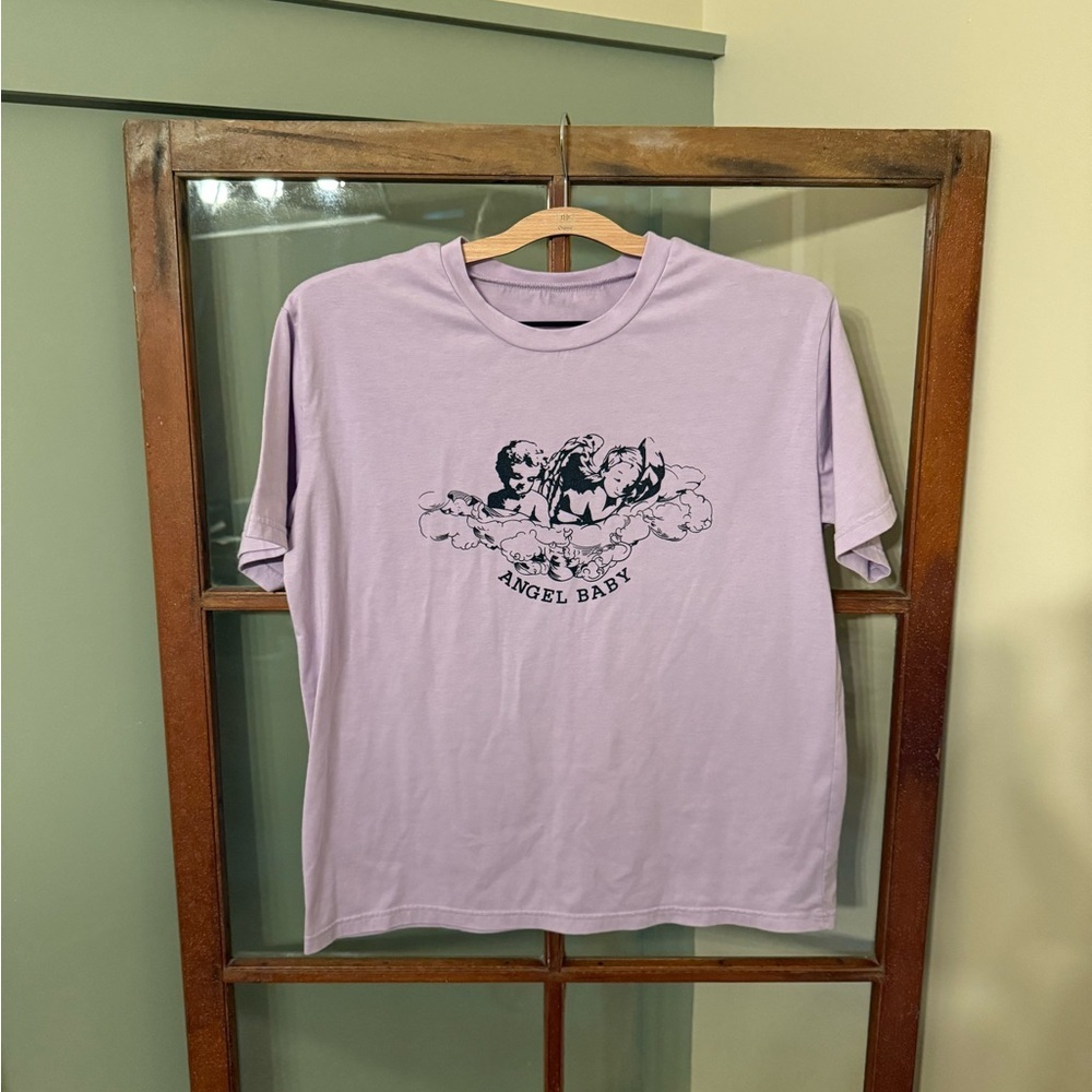 SHEIN Purple Short Sleeve Graphic Tee